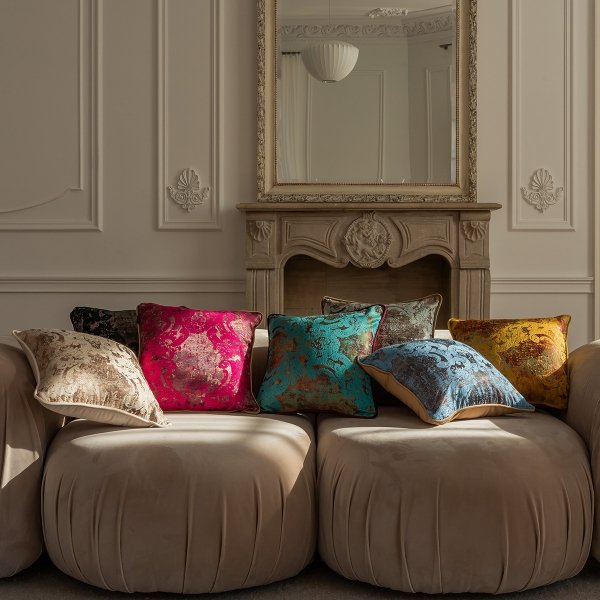 Blue-Beige Decorative Pillow Gold 40x40