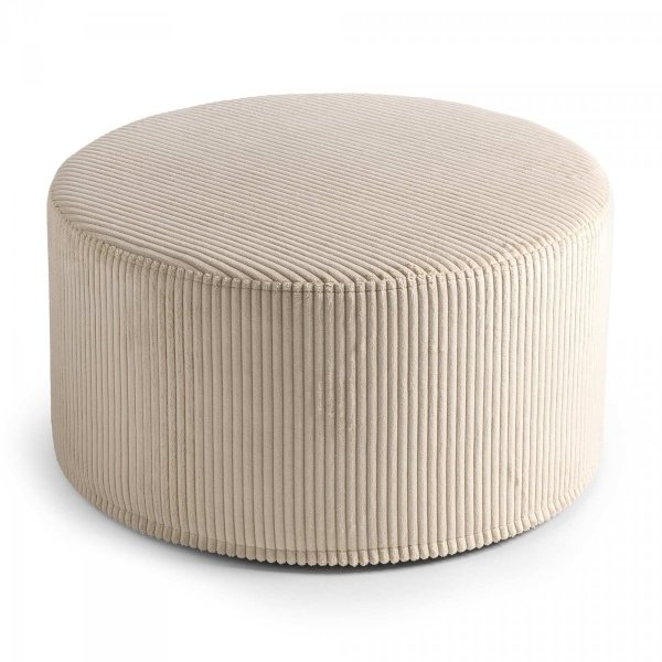 Duża okrągła beżowa pufa CORD SLIM60x30