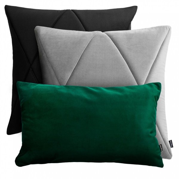 Czarno-szaro-zielony zestaw poduszek dekoracyjnych Touch