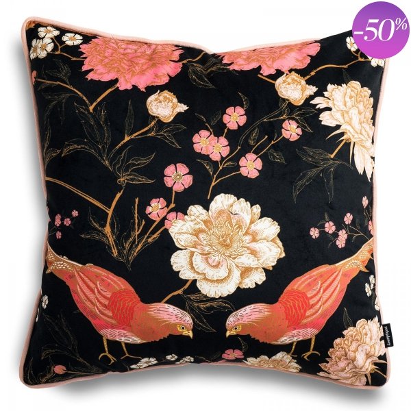 Różowa poduszka dekoracyjna Bażanty 45x45