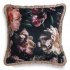 Black decorative cushion with peony pattern 45x45