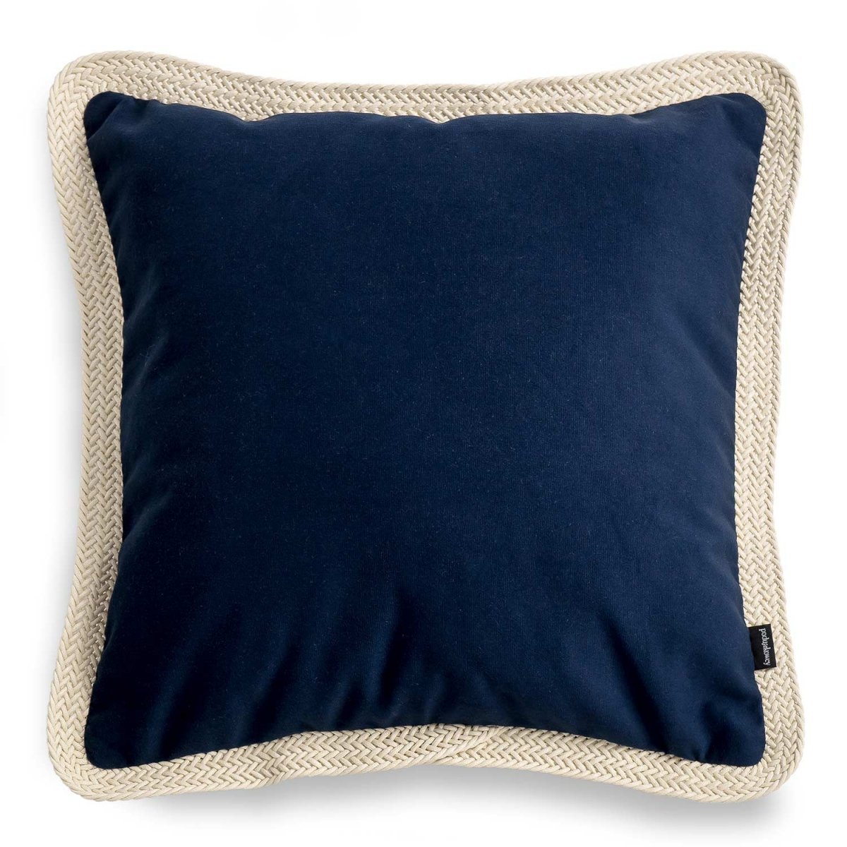 Tesse Navy Blue Decorative Pillow with Beige Braiding 45x45