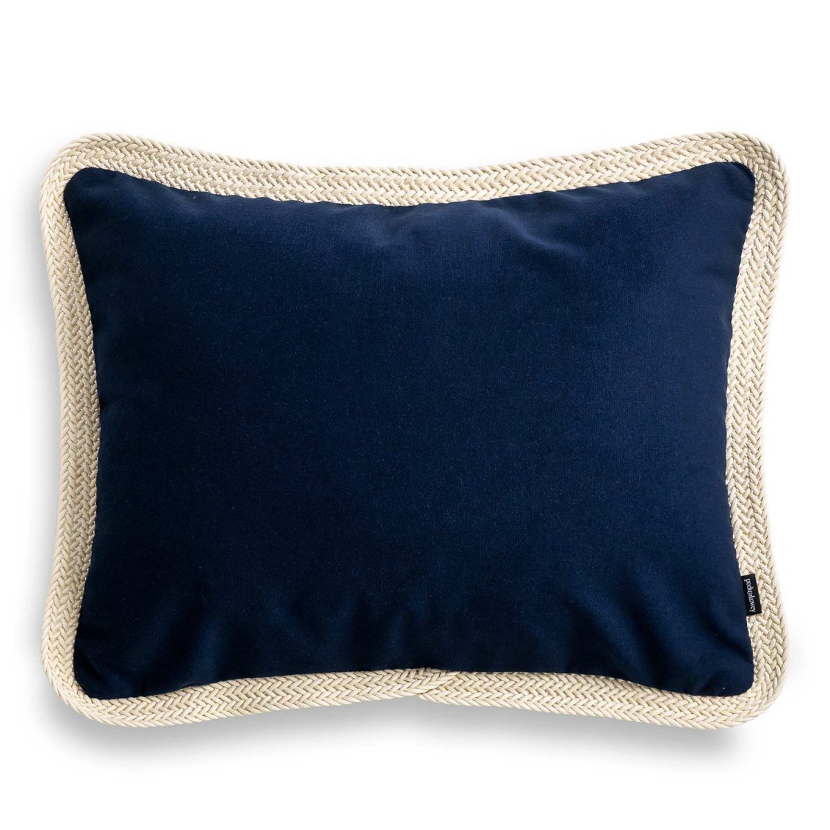 Tesse Navy Blue Decorative Pillow with Beige Braiding 50x40