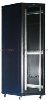 TOTEN Szafa RACK 19 stojąca G7 27U 600x600mm, drzwi blacha/szkło czarna