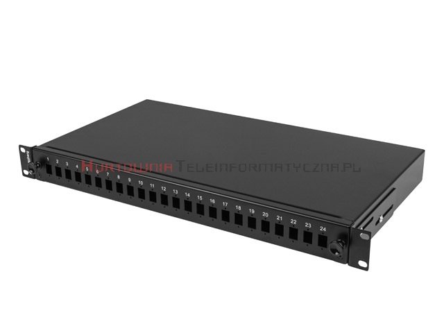 Lanberg Panel / Przełącznica światłowodowa 1U 19&quot; 24xSC Simplex, wysuwana, czarna