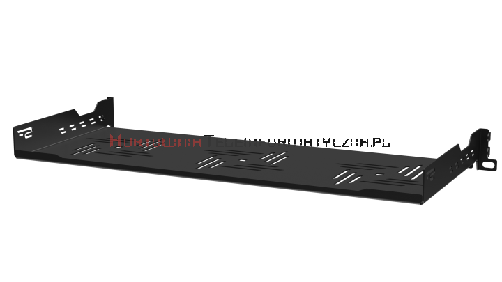 Półka stała RACK 19&quot;, 1U, o gł. 300 mm., mocowana z przodu, szybki montaż, czarna