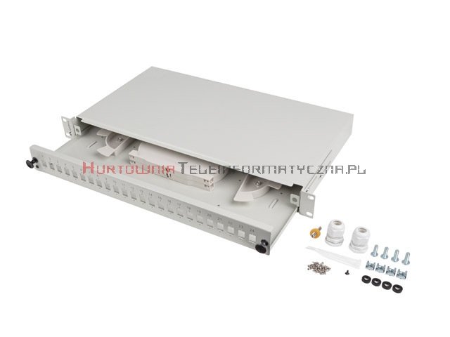 Lanberg Panel / Przełącznica światłowodowa 1U 19&quot; 24xSC Duplex, wysuwana, szara
