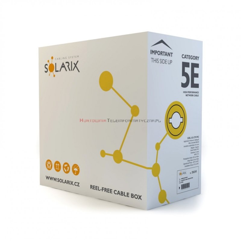 SOLARIX kabel U/UTP, linka, PVC, szary, kat.5e