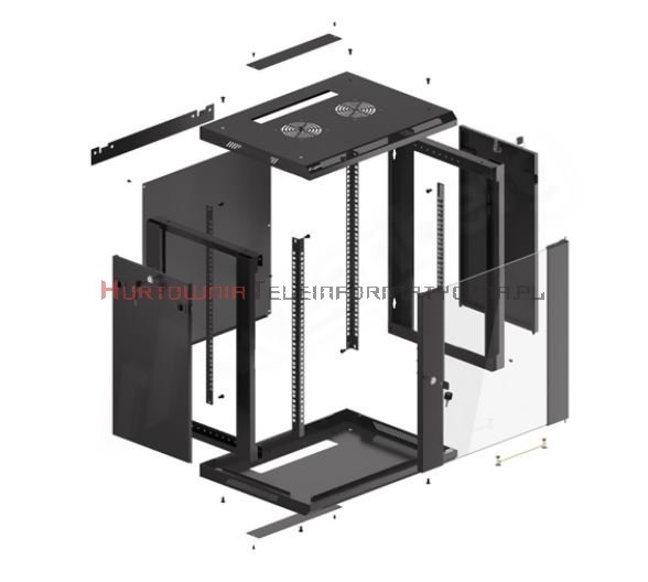 Lanberg Szafa RACK 19&quot; wisząca 6U, 450, otwory montażowe na nogi, czarna