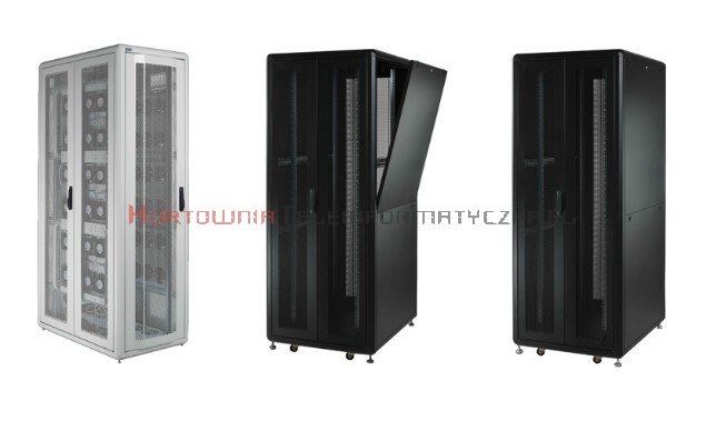 MIRSAN Szafa serwerowa RACK 19&quot; stojąca GTS 42U 800/1000 drzwi przód perforowane 63%, tył perforowane dzielone, czarna