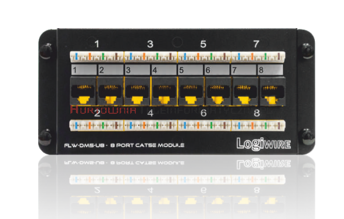 LogiWire Panel krosowniczy - 8 portów IDC - wyjścia 8 portów RJ45 - kategoria 5e UTP