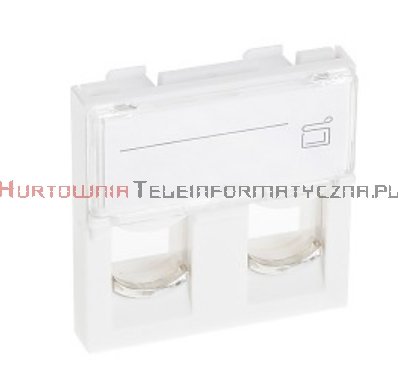 Adapter prosty 2 mod. 45x45mm pod keyston 2xRJ45, z klapką przeźroczystą