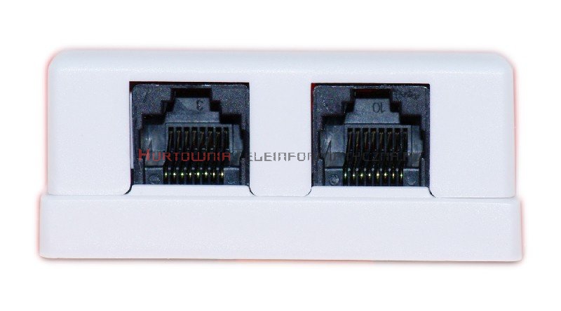 Gniazdo komputerowe LAN 2 x RJ45 kat.6 natynkowe białe