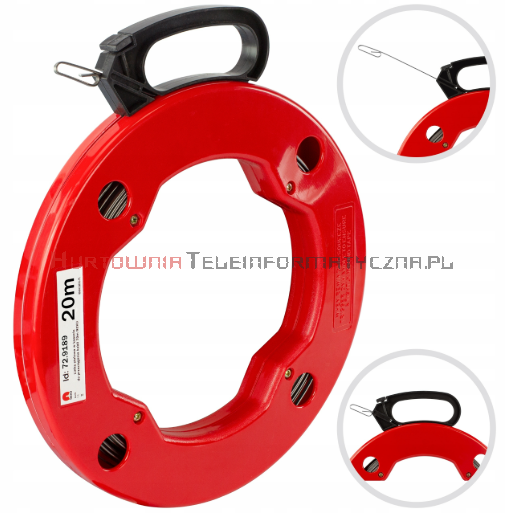 Linka stalowa w kasecie do przeciągania kabli 3mm/20m