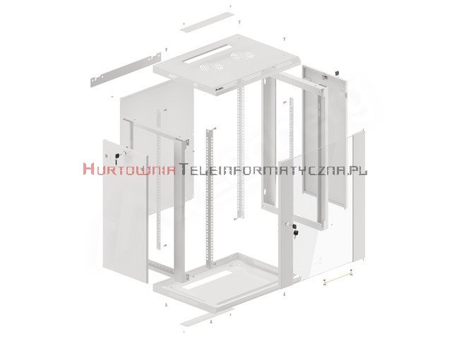 Lanberg Szafa RACK 19&quot; wisząca 6U, 450, otwory montażowe na nogi, metalowe drzwi, szara