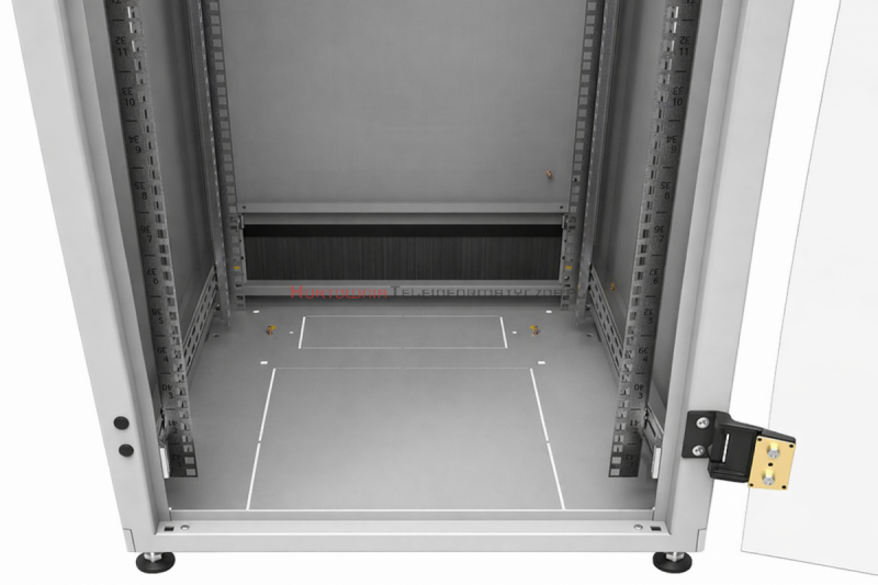 SOLARIX Szafa RACK 19" stojąca 42U 600x600 drzwi szklane, zamek 1-punktowy, tył pełny, boki zdejmowane, szara