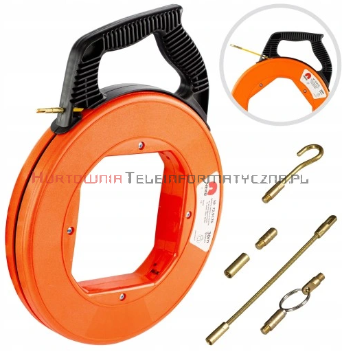 Stalka włókno szklane w kasecie do przeciągania kabli 4mm/30m