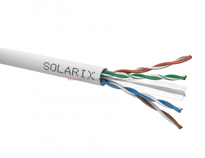 SOLARIX kabel U/UTP, drut, PVC Eca, szary, kat.6 - 500m