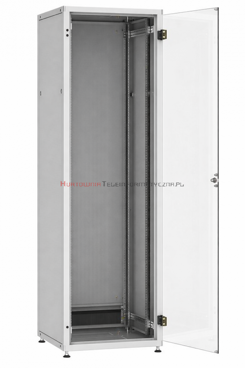 SOLARIX Szafa RACK 19" stojąca 42U 600x600 drzwi szklane, zamek 1-punktowy, tył pełny, boki zdejmowane, szara