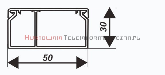 EMITER kanał / koryto kablowe PCW LS 50x30 z przegrodą stałą symet. białe