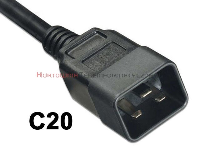 Kabel zasilający z uziemieniem C13/C20 - przedłużacz 1,8m