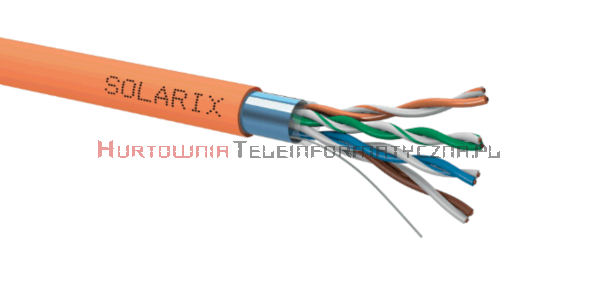SOLARIX kabel U/UTP, drut, LSOH B2ca, pomarańczowy kat.6A - 500m