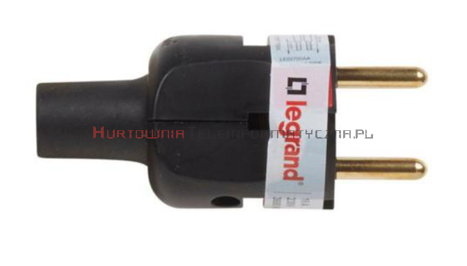 LEGRAND Wtyczka prosta 1x230V bez uziemienia, do zarobienia na przewód elektryczny, czarna