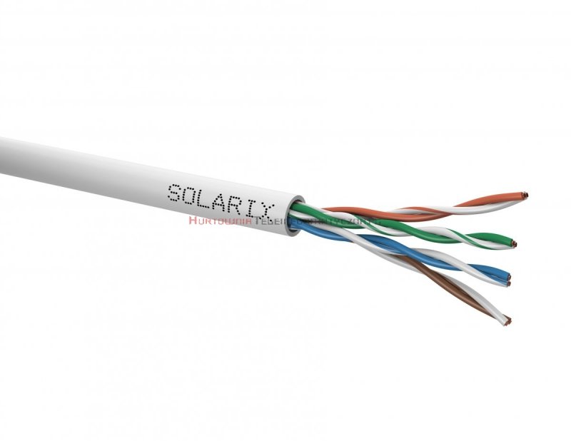 SOLARIX kabel U/UTP, linka, PVC, szary, kat.5e - 305m