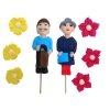 Dekoracja cukrowa Figurka na piku DZIADEK+ 3 KWIATY ZESTAW
