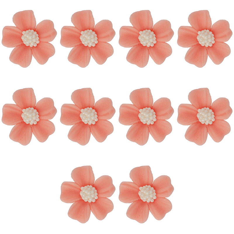 Kwiatki cukrowe na tort NIEZAPOMINAJKA (8x10szt) łososiowe