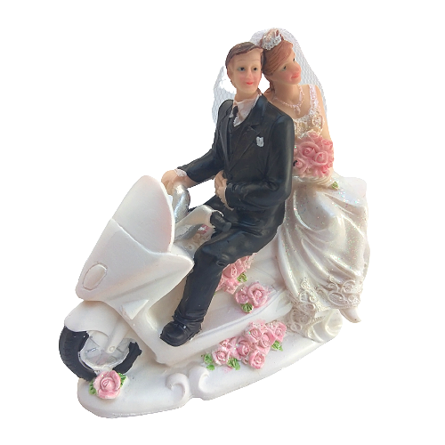 Figurka na tort ślub PARA MŁODA na skuterze