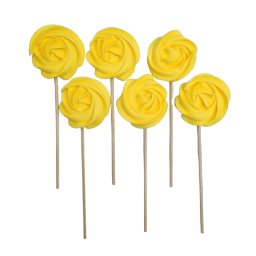 Lizaki Bezowe ŻÓŁTE – Dekoracja na Tort i Deser | 6 sztuk | Hokus