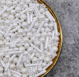 Posypka Cukrowa OPAL DUST 20 g – Nabłyszczane Białe Perełki, Makaroniki na Tort Deser