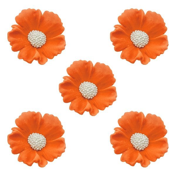 Duże kwiaty cukrowe na tort CHABER (6x5szt) pomarańczowe