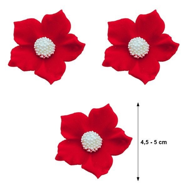 Duże kwiaty cukrowe na tort CLEMATIS czerwone (6 x 3szt)