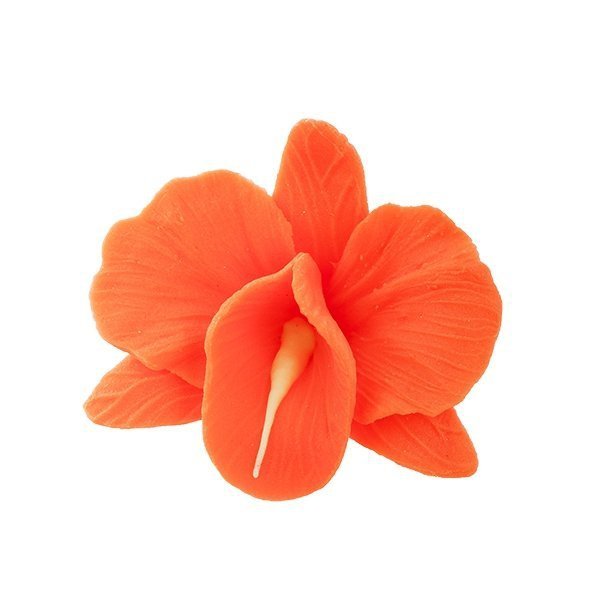 Storczyk kwiat cukrowy na tort 6cm pomarańczowy 1szt 