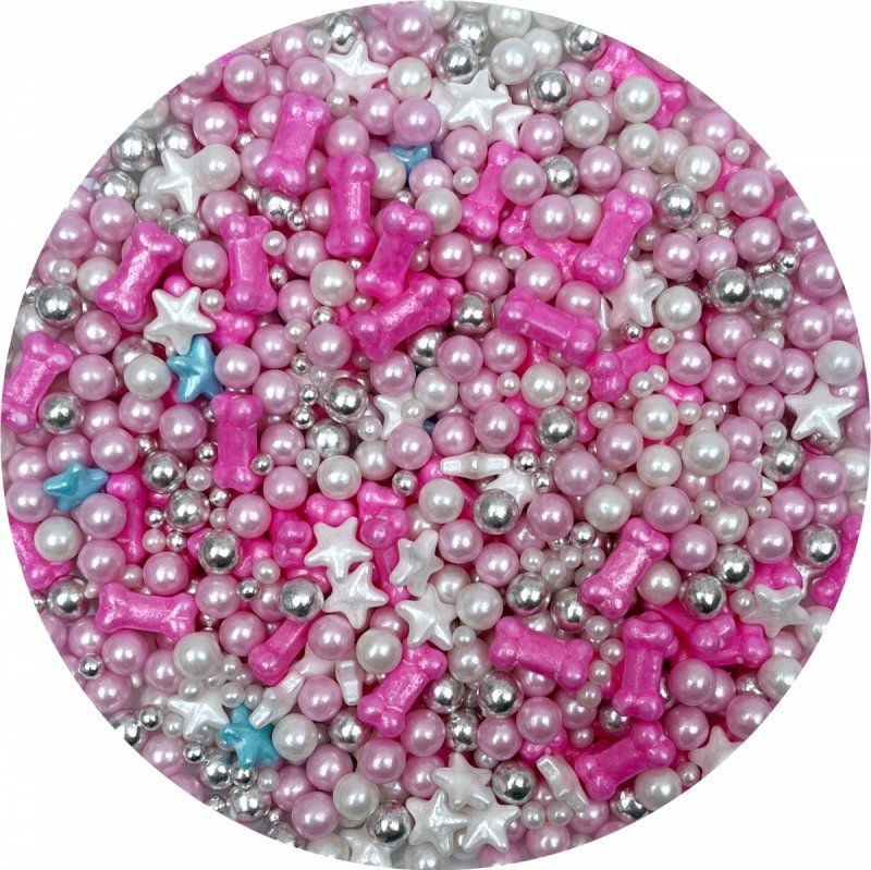 Posypka cukrowa ROSY BONES 20 g – różowe kosteczki do dekoracji tortów i deserów