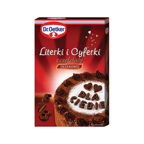 Litery i cyfry z czekolady deserowej 82szt - Dr.Oetker