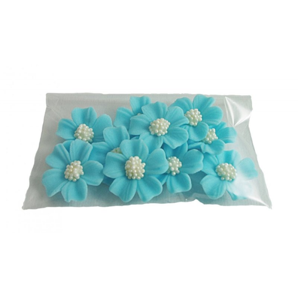Kwiatki cukrowe na tort NIEZAPOMINAJKA 10szt niebieskie