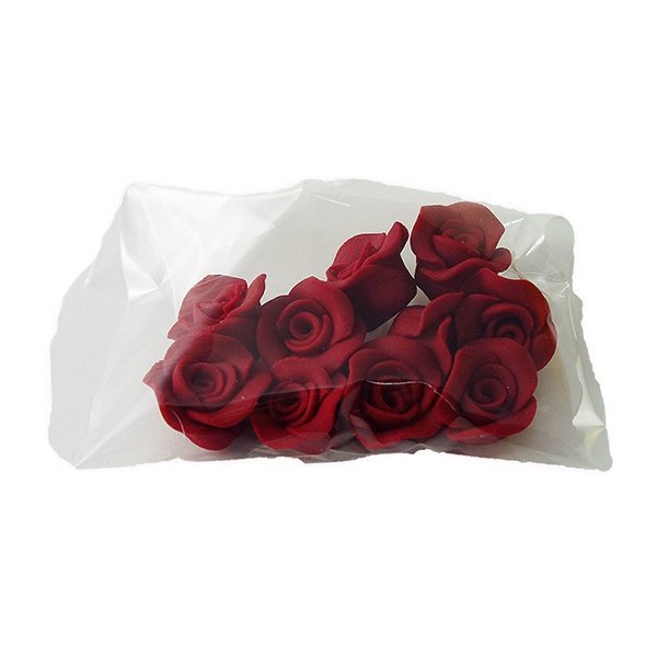 Cukrowe MINI RÓŻE różyczki bordowe 10szt 