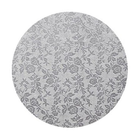 Podkład pod tort okrągły gruby (12mm) SREBRNY 40cm - Modecor