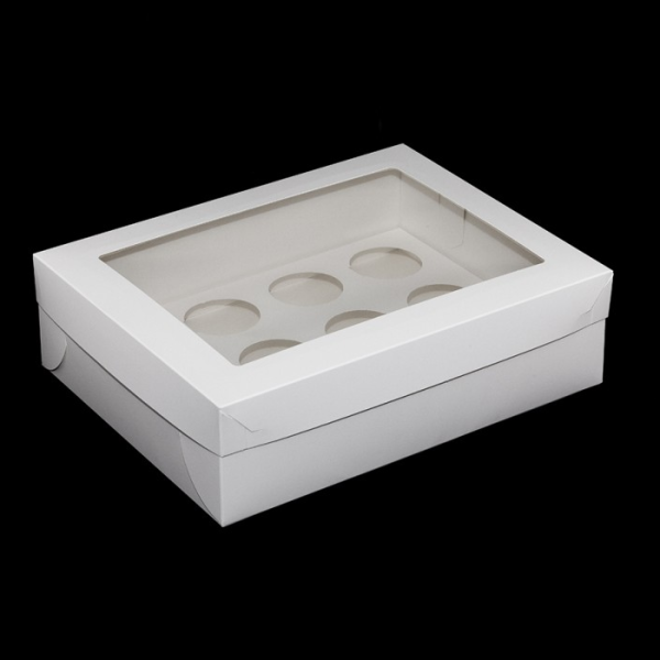 Pudełko cukiernicze z okienkiem i wkładem na muffiny (12-sztukowe)