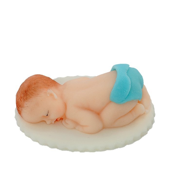Figurka na tort BOBAS W PAMPERSIE chrzest baby shower niebieski