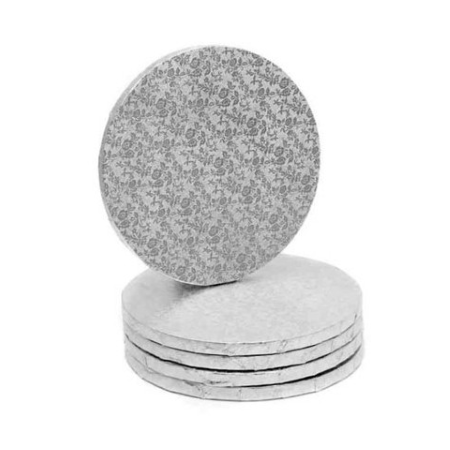Podkład pod tort okrągły gruby (12mm) SREBRNY 45cm - Modecor