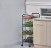 Metalowy regał mobliny łazienkowy z 4 półkami kółka czarny ModernHome