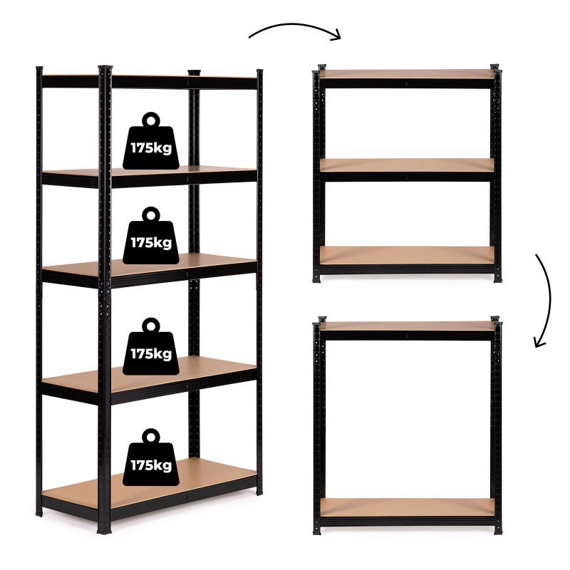 Regał metalowy magazynowy 180x90x40 cm do garażu piwnicy 5 półek 875 kg ModernHome