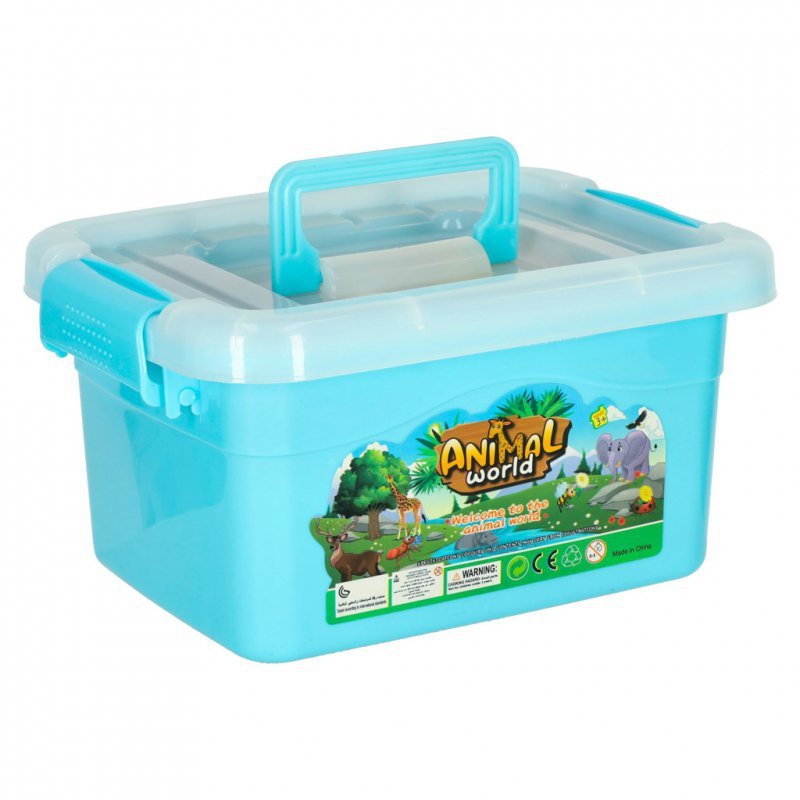 Figurki zwierząt zwierzęta zoo safari farma akcesoria skrzynka 31 el.