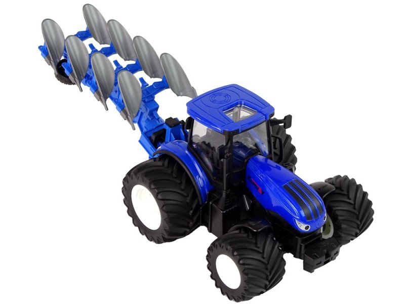 Traktor Zdalnie Sterowany 1:24 Pług Metalowy Niebieski