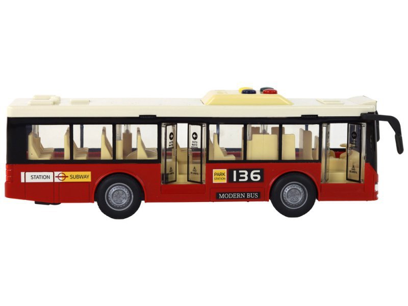 Autobus Na Baterie Światła Dźwięki Czerwony Miejski  1:16