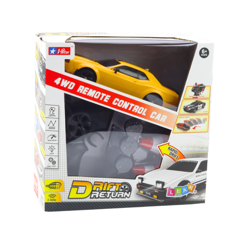 Auto Sportowe Do Driftu Wymienne Koła Zdalnie Sterowany RC 4WD Żółte Sport